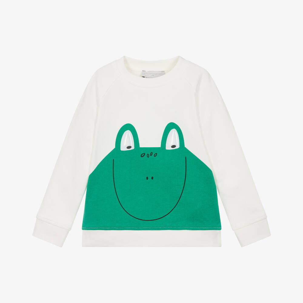 Stella McCartney Kids-Boys Ivory Cotton Frog Sweatshirt | Childrensalon