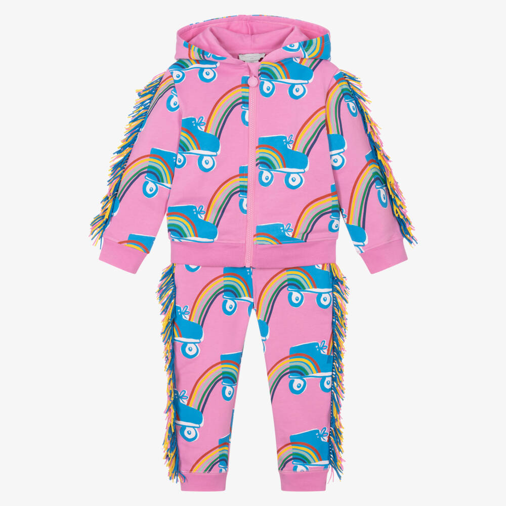 Stella McCartney Kids-Girls Pink Cotton Roller Skate Tracksuit | Childrensalon
