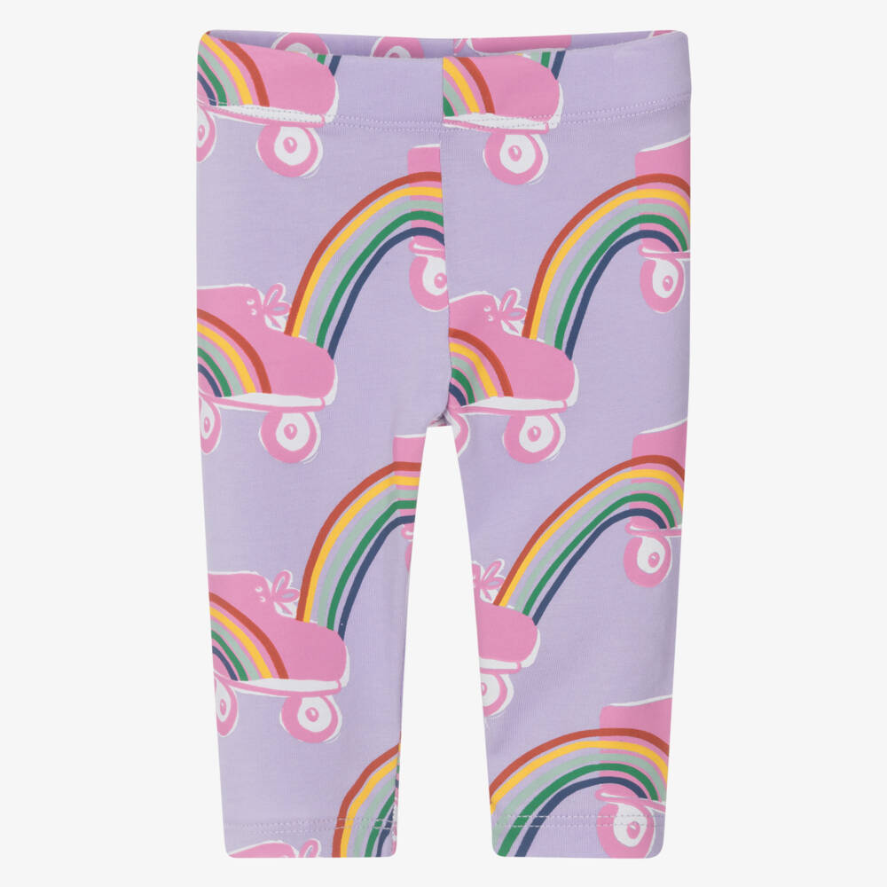 Stella McCartney Kids-Girls Purple Rainbow Print Leggings | Childrensalon