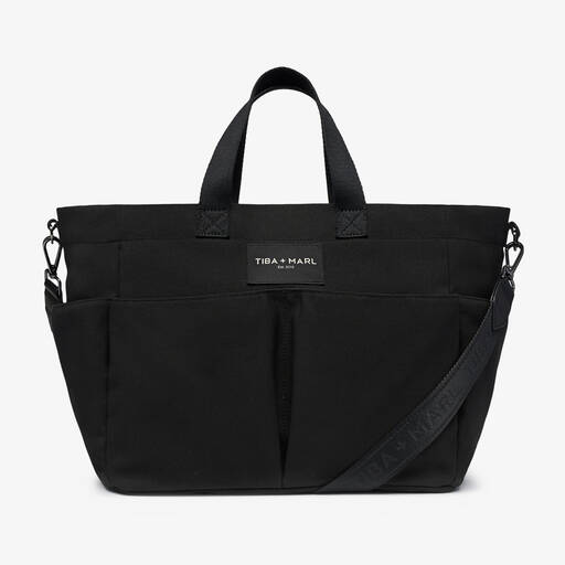 TIBA + MARL-Black Canvas Pocket Tote Changing Bag (35cm) | Childrensalon