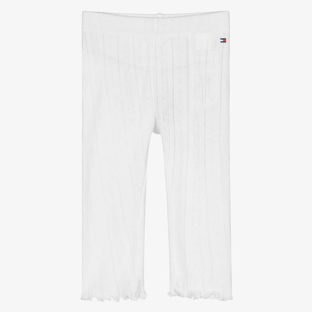 Tommy Hilfiger-Baby Girls White Cotton Pointelle Leggings | Childrensalon