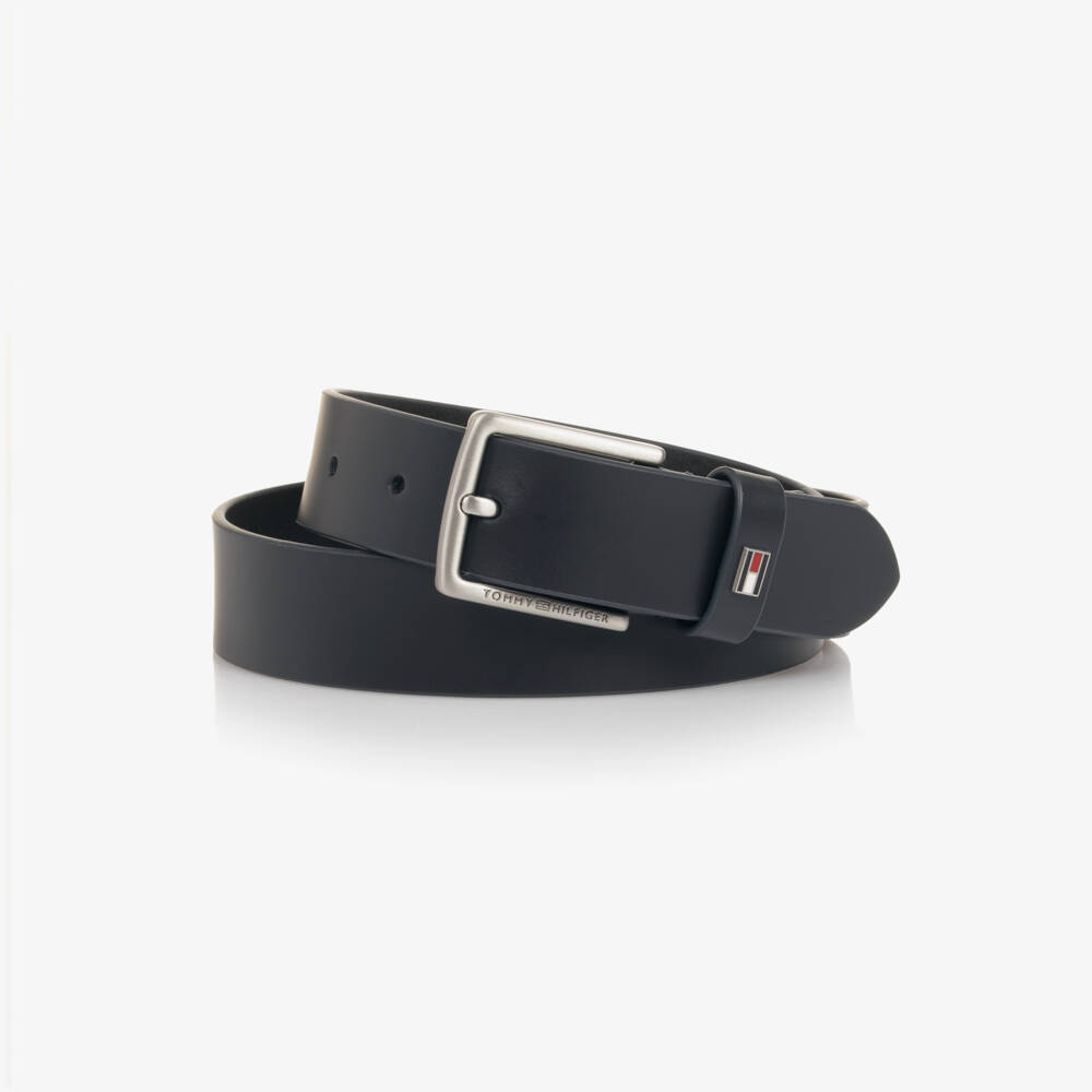 Tommy Hilfiger-Navy Blue Leather Belt with Logo Detail | Childrensalon