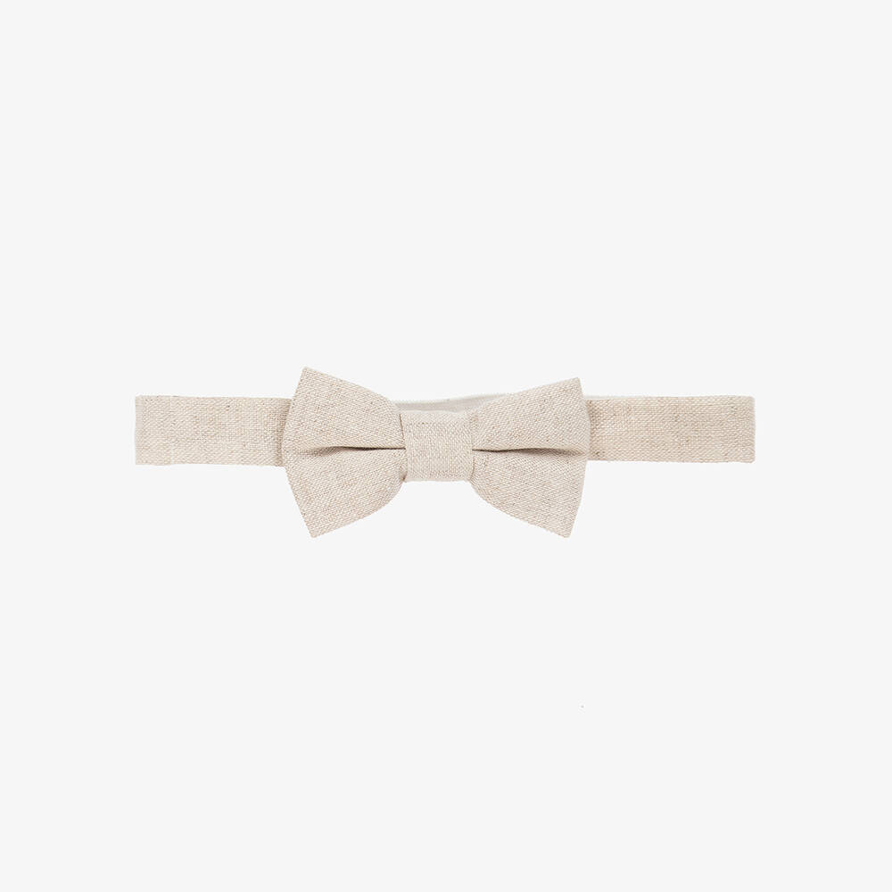 Tutto Piccolo-Boys Beige Linen & Cotton Bow Tie | Childrensalon