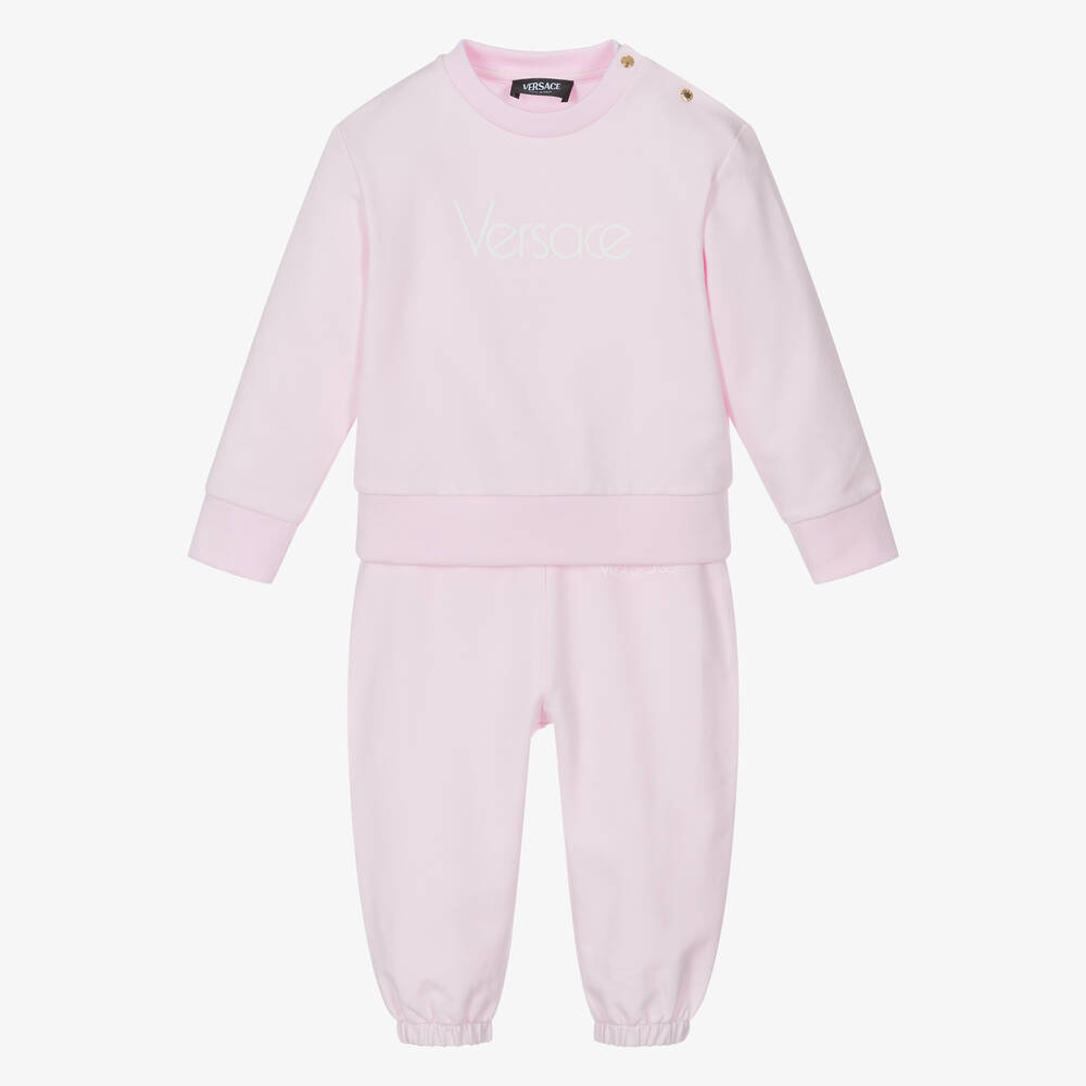 Versace-Pink Cotton Jersey Baby Tracksuit | Childrensalon