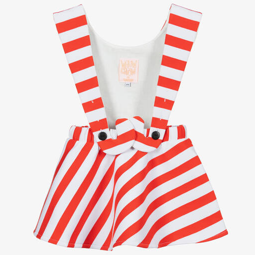 Wauw Capow-Girls Red Candy Cane Stripe Skirt | Childrensalon